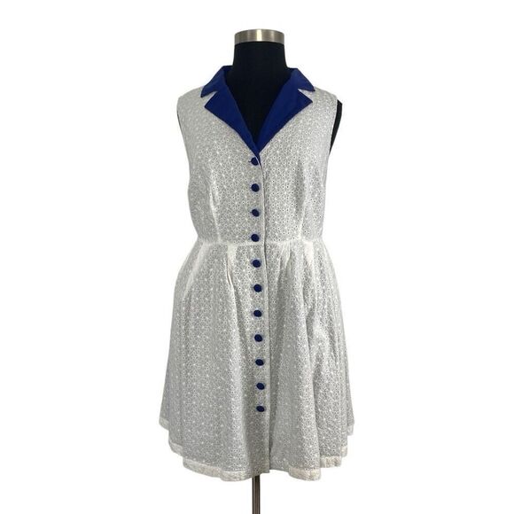 ModCloth 3X White Community Brunch Shirt Dress Cotton Cottagecore Retro 50s - Picture 4 of 10